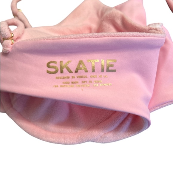 Pink Terry Bikini Top. Kate Style. Size Large. Juicy Print. - Picture 2 of 2